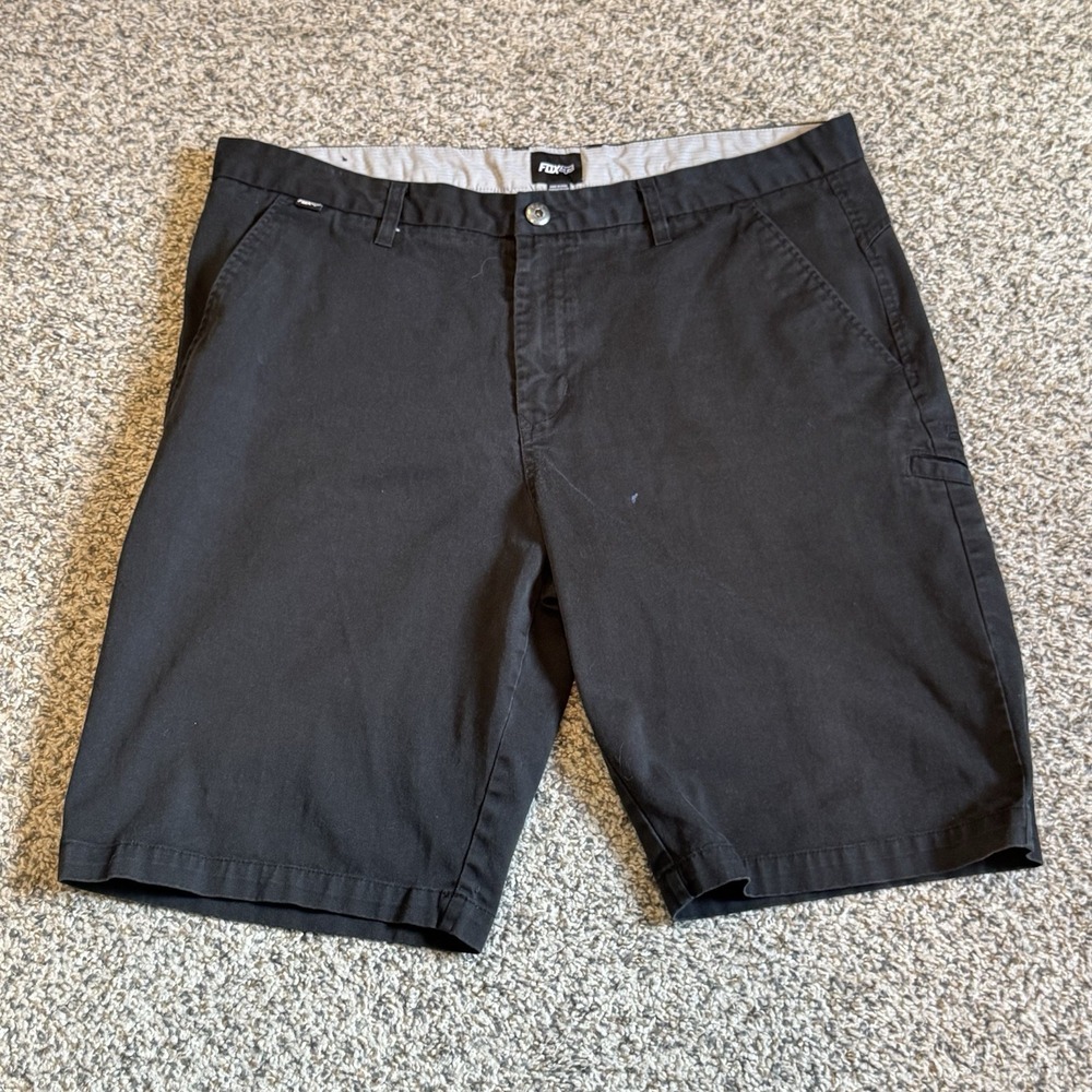 Fox Racing Shorts Mens Size 38 Black Essex Walk Shorts Poly Twill Stretch Casual